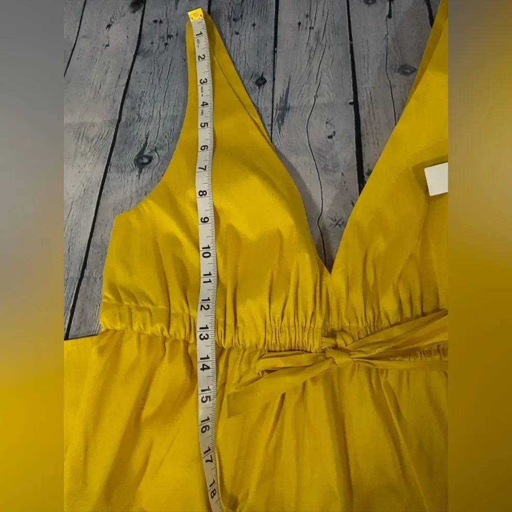 J Crew Collection Yellow Bowfront Sweet Formal Deep V-neck Taffeta Mini Dress 12